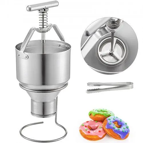 VEVOR Smooth-Operating Donut Depositor 5L Dome Capacity Donut Dropper Hopper Food-Grade Aluminum Manual Donut Dispenser 6 ...
