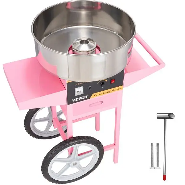 VEVOR Wear-Resistant Electric Cotton Candy Machine Cart, 1000W Commercial Floss Maker Stainless Alloy Steel Bowl, HCMHTJFS...