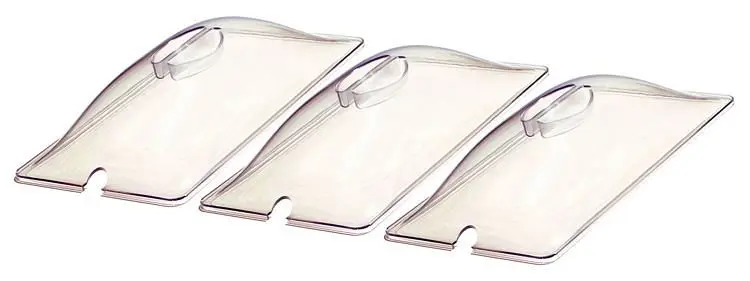 Cadco Thick Third Size Clear Polycarbonate Lids, 3 pack, CL-3