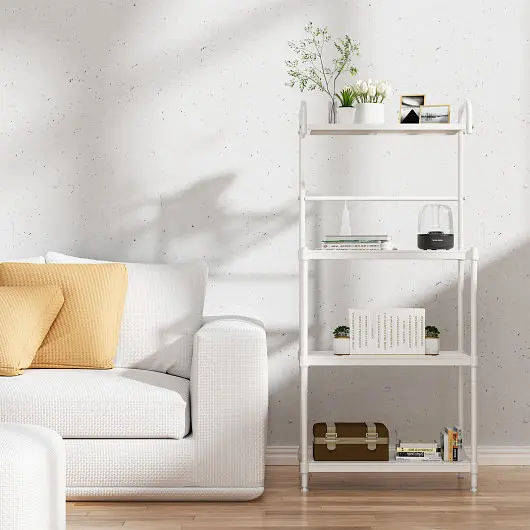 Costway 4-Tier Kitchen Storage Baker Microwave Oven Rack Shelves, Cream, HW57754WH