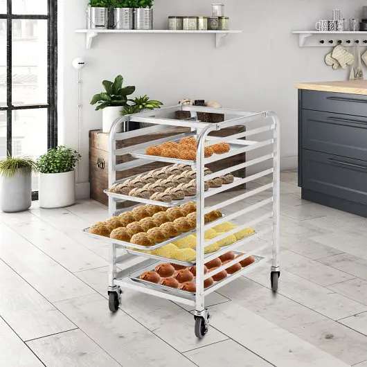 Costway Recyclable 10 Sheets Aluminum Rolling Bakery Pan Rack, KC44420