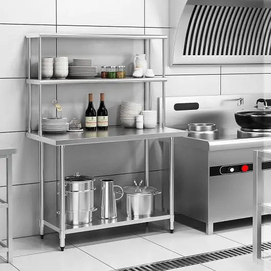 Costway Updated 48 x 12 Inch Kitchen Stainless Steel Overshelf Adjustable Lower Shelf, KC56581