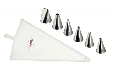 Gobel Crystal box set 6 Stainless Steel icing tips & nylon piping bag 300 mm, 889251