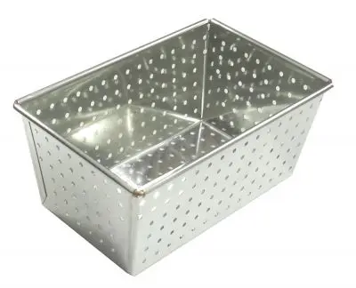 Gobel Tin plate perforated bread pan, 270 x 105 mm external / 250 x 80 mm internal, height 80 mm, 3 Pieces, 123690