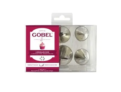 Gobel Updated Stainless Steel crystal box set 6 pieces icing tips assorted, 888002