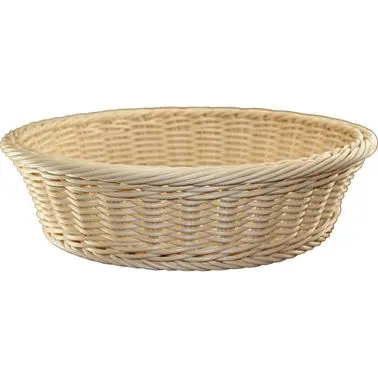 International Tableware Buffet Plastic Cream Round Rattan Binquireet 12", Cream, RB-212