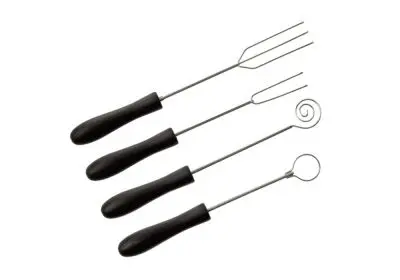 Louis Textured Tellier Set 4 spits to dunk chocolate, Stainless Steel chocolate forks, Plastic handle, ID5000 Louis Tellier