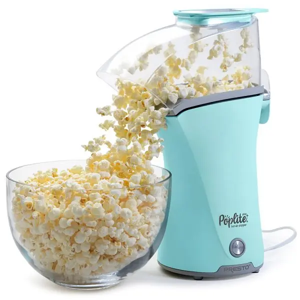 Presto Poplite Plus Hot Air Corn Popper, Aqua, On/Off Switch, 04867