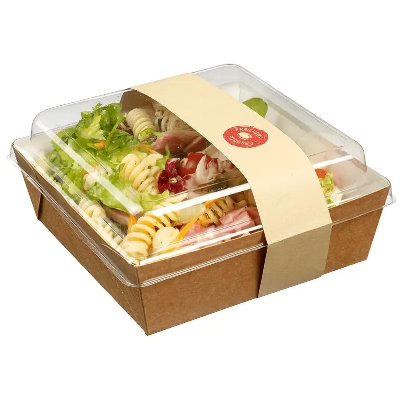 Solia Fast-Acting Salad Carrier 30.5 oz Square Lid and Strip, Case 250 Pieces, ES32375_Bc