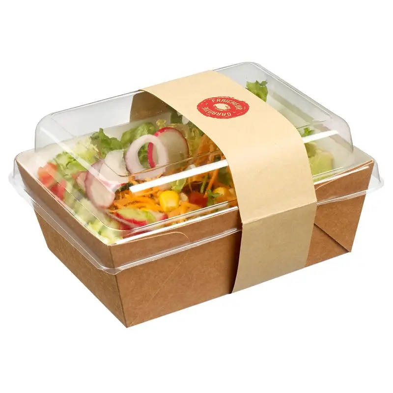 Solia Performance Salad Carrier 17 oz Rectangular PET Lamination 5.5" x 4.1" x 4.1" and Lid and Strip, Case...