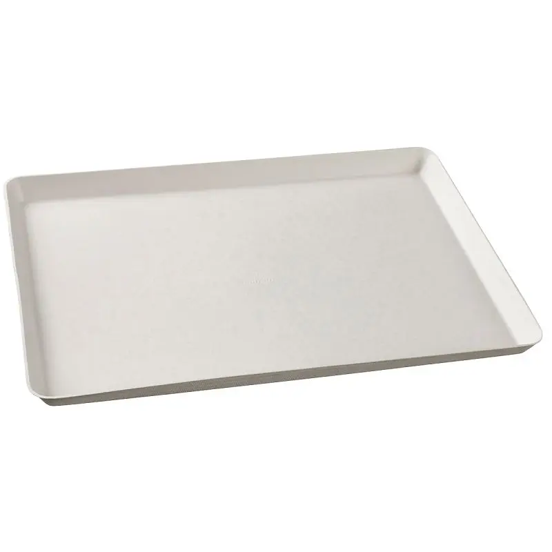 Solia Sugarcane Pulp Kanopee Ivory Tray 14.6" x 10.6" x 0.8", Case 100 Pieces, VF50260c