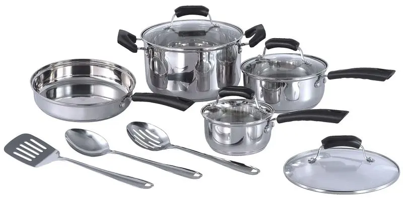 Sunpentown Luminous Stainless Tool Steel Cookware set, 11 Pieces, HK-1111