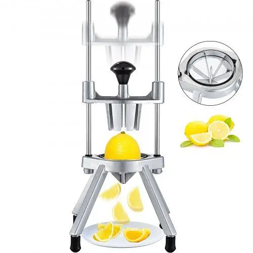VEVOR 6-Section Commercial Easy Wedger Stainless Mild Steel Blade Fruit Lime Slicer, Lemon Cutter Home Bar Restaurant, Sli...