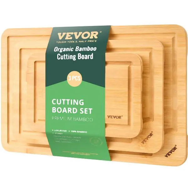 VEVOR ANSI-Rated Bamboo Cutting Board Luxury Multi-functional Cut Board Constructed- Handle, ZZZBSJZLMSMY6HQVGV0