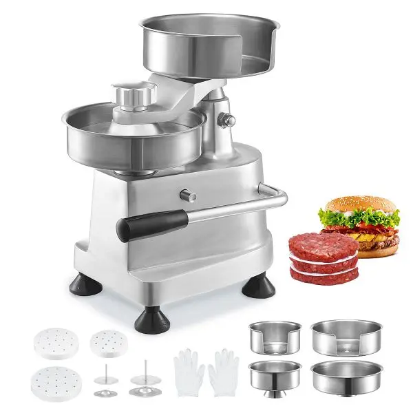 VEVOR Commercial Burger Patty Maker, Hamburger Beef Patty Maker 3 Convertible Mold (4/5/6-inch), HBRBJYSZLBXGNGI0ZV0