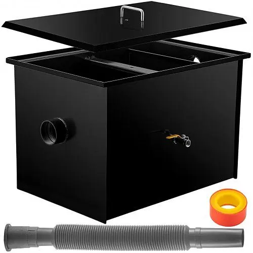 VEVOR Commercial Grease Interceptor 70 LB, Carbon Steel Grease Trap 35 GPM, Grease Interceptor Trap Side Water Inlet, YSFL...