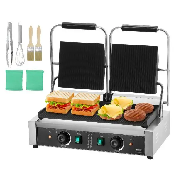 VEVOR Commercial Panini Press Grill Electric Sandwich Maker Griddle Plate, SYYBDBL199YCD1FNDV1