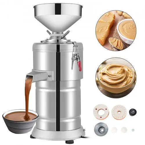 VEVOR Commercial Peanut Seidentical Grinding Machine, 15000g/h Oil Stainless High-Carbon Steel peanut butter machine, HSJJ...