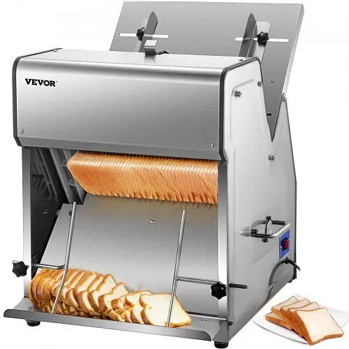 VEVOR Commercial Toast Bread Slicer, 12mm Thickness Electric Bread Cutting Machine, 31 Pieces Commercial Bakery Bread Slic...