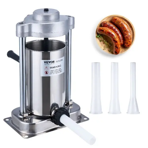 VEVOR Commercial-Grade Manual Sausage Stuffer 2 L Vertical Sausage Machine 304 Stainless High-Carbon Steel, SDLSBXGGCJ2LHR...