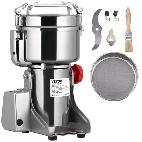 VEVOR Efficient 2500g Electric Grain Mill Grinder, 3750W High-Speed Commercial Spice Grinders, DDD2500G3750WZAJKV1