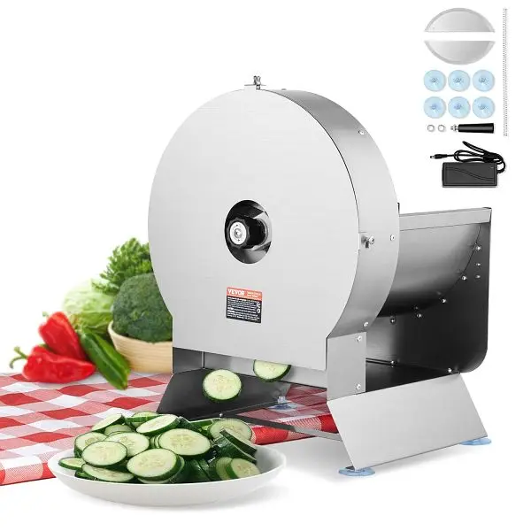 VEVOR Electric Vegetable Slicer, 0-0.5"/0-12mm Thickness, Convertible to Manual, Large Feed Port Potato, Tomato, DDSC...