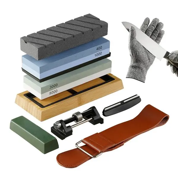 VEVOR Extra-Strong Whetstone Knife Sharpening Kit, 2 Dual-Sided Grit Whetstones 400/1000 3000/8000, MDSTJ28000003OVJSV0
