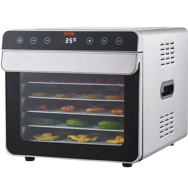 VEVOR Food Dehydrator Machine, 6 Gel Stainless Spring Steel Trays, 700W Electric Food Dryer Digital Adjustable Timer &...