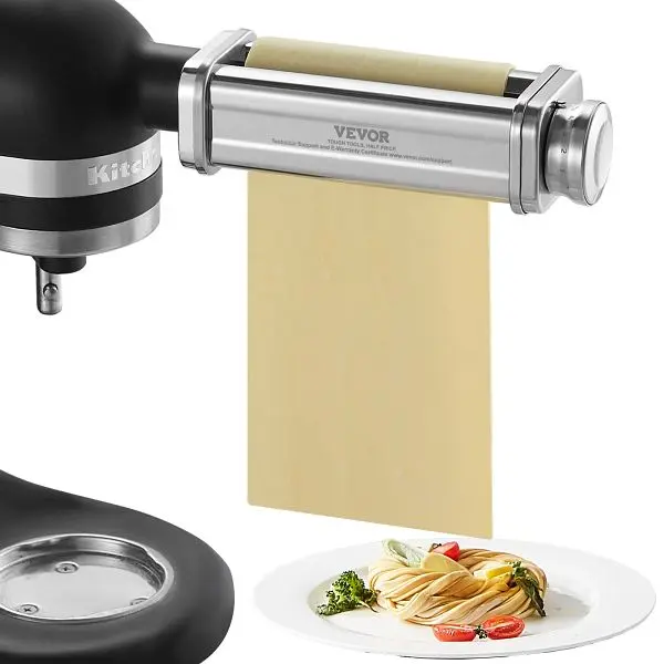 VEVOR Grooved Pasta Attachment Kitchen, Aid Stand Mixer, Stainless High-Carbon Steel Pasta Sheet Roller Attachment, YDLMGL...