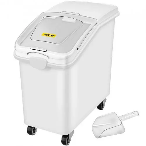 VEVOR Ingredient Bin 27 Gal Scoop, 500 Cup Capacity Mobile Ingredient Storage Bin Plastic, MX750X400X755MM01V0