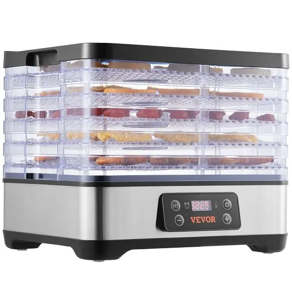 VEVOR Master-Grade Food Dehydrator Machine, 5-Tray Fruit Dehydrator, 300W Electric Food Dryer Digital Adjustable Timer &am...