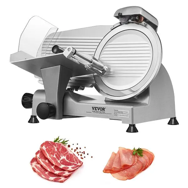VEVOR Meat Slicer, 340W, 10" SUS420 Stainless Steel Blade and Constructed- Sharpening Stone, 0-0.6" Adjustable T...