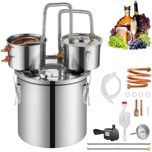 VEVOR Moonshine Still Water Alcohol Distiller 13.2Gal Thumper Keg & Water Pump, SLNTZLQ132GALL8F1V1