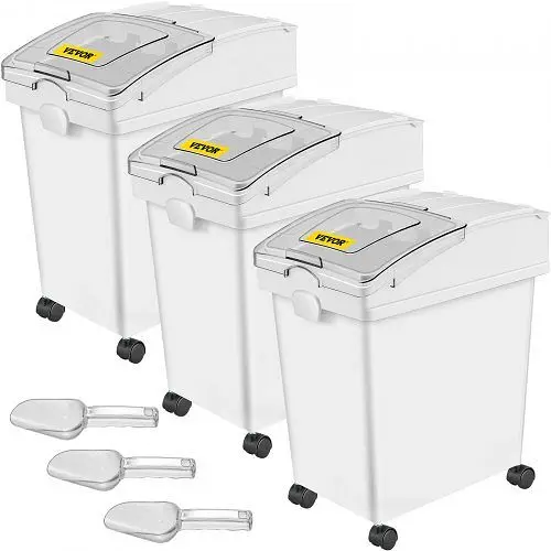 VEVOR 3 Pack Ingredient Bin Caster 6.6 Gal Mobile Restaurant Kitchen Flour Bin, MX20QKSGM00000001V0