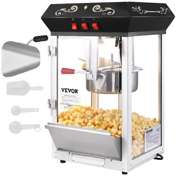 VEVOR Popcorn Popper Machine Countertop Popcorn Maker 850W 8 Oz 48 Cups Carbon Black, TSBMHJ8OZ850M1C6BV1