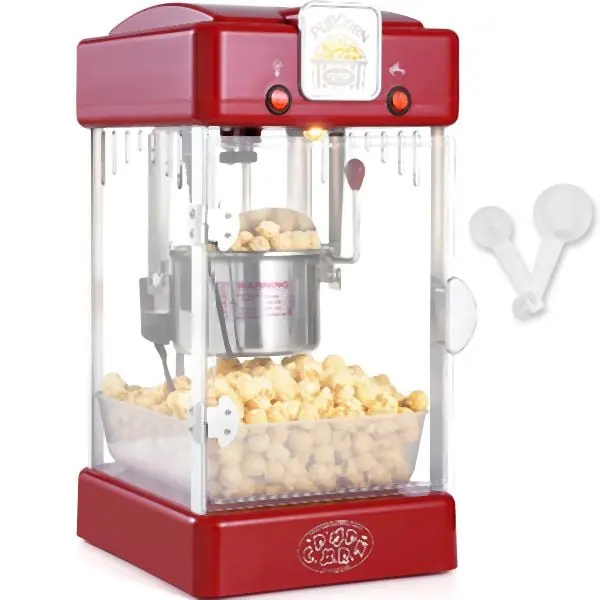 VEVOR Popcorn Popper Machine Tabletop Popcorn Maker 300W 2.5 Oz Red, TSBMHJHS25OZ32RWAV1