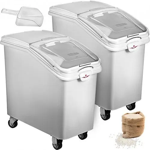 VEVOR Precision-Engineered 2x Ingredient Bin Casters 21 Gal Food Secure Restaurant Kitchen Flour Bins, MX750X340X730MMX2V0