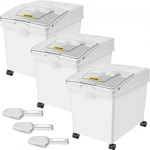 VEVOR Professional-Grade 3 Pack Commercial 10.5gal Ingredients Storage Arranger Bin lid Delrin Mobile, MX40QKSGM00000001V0