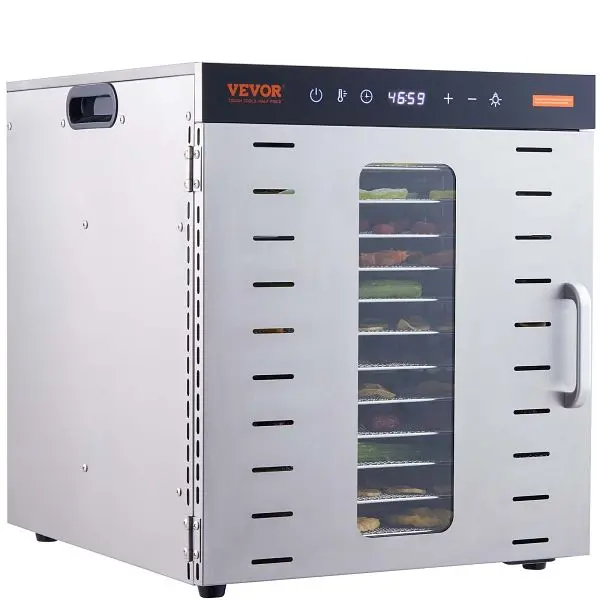 VEVOR Rust-Resistant Food Dehydrator Machine, 10 Stainless Steel Trays, 1000W Electric Food Dryer Digital Adjustable Timer...