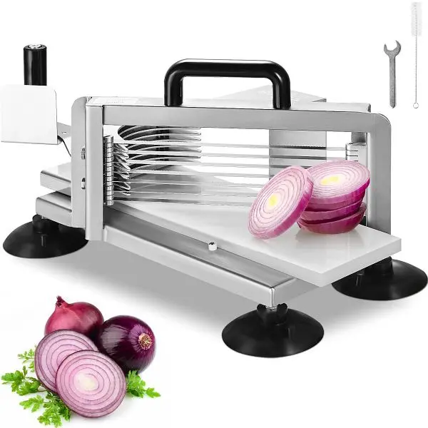 VEVOR Sleek Commercial Tomato Slicer, 3/16" Tomato Cutter Slicer, Stainless High-Carbon Steel Heavy Duty Tomato Slice...