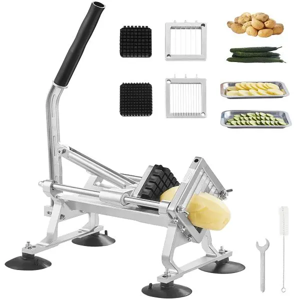 VEVOR Snap-On Commercial Vegetable Slicer, 1/4"+3/8"+1/2" Fruit Slicer, Stainless Alloy Steel and Aluminum ...
