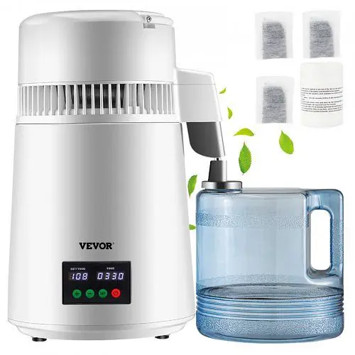 VEVOR Strong 4L Water Distiller 1L/H Distilled Water Maker Timing & Temp Presentation Ivory, D1LH4L1LH110VVSKZV1
