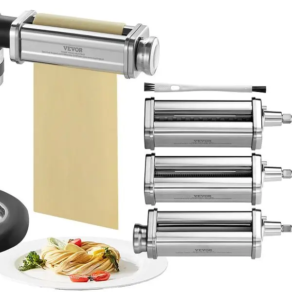 VEVOR Thick Pasta Attachment Kitchen, Aid Stand Mixer, Stainless Steel Pasta Roller Cutter Set Including Pasta Sheet Rolle...