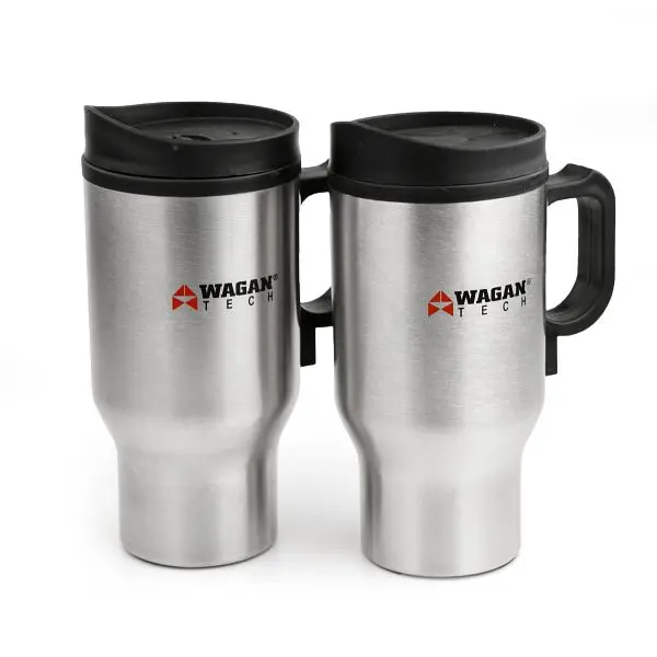 Wagan Smooth-Operating 12V Travel Mug - Quantity: 2 pieces (Brushed Silver) Color Box, EL2227-1