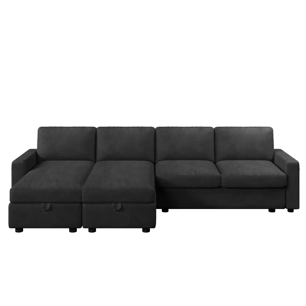 Convertible Sectional Sofa Storage Chaise Lounges And USB Ports