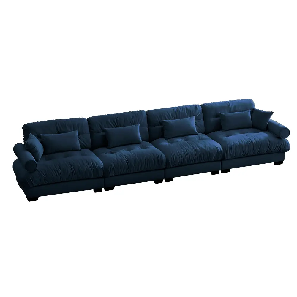 Glass Table Top Super Comfort Oversized Customizable Sectional Sofa, Deep Seat Convertible L Shaped Couch