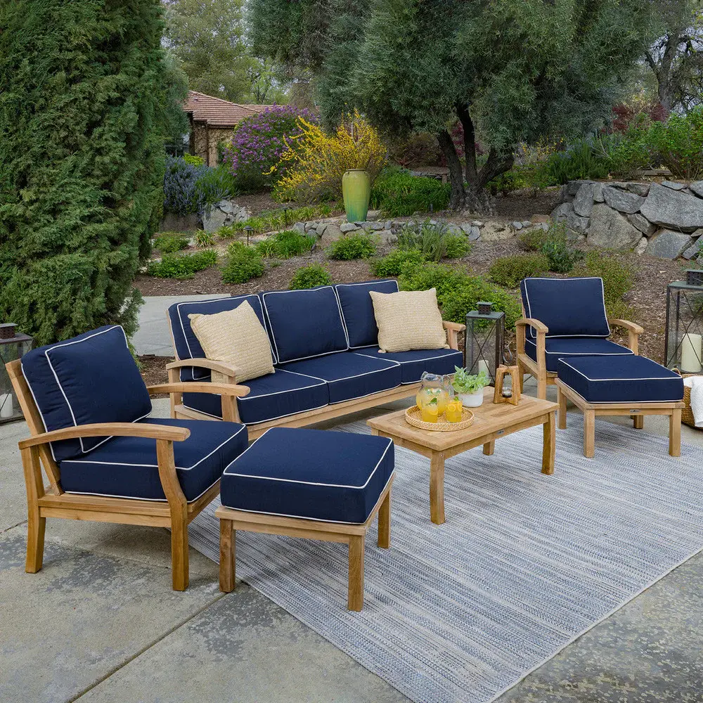 Heavy Duty Teak 6pc Sofa Place Sunbrella® Cushions