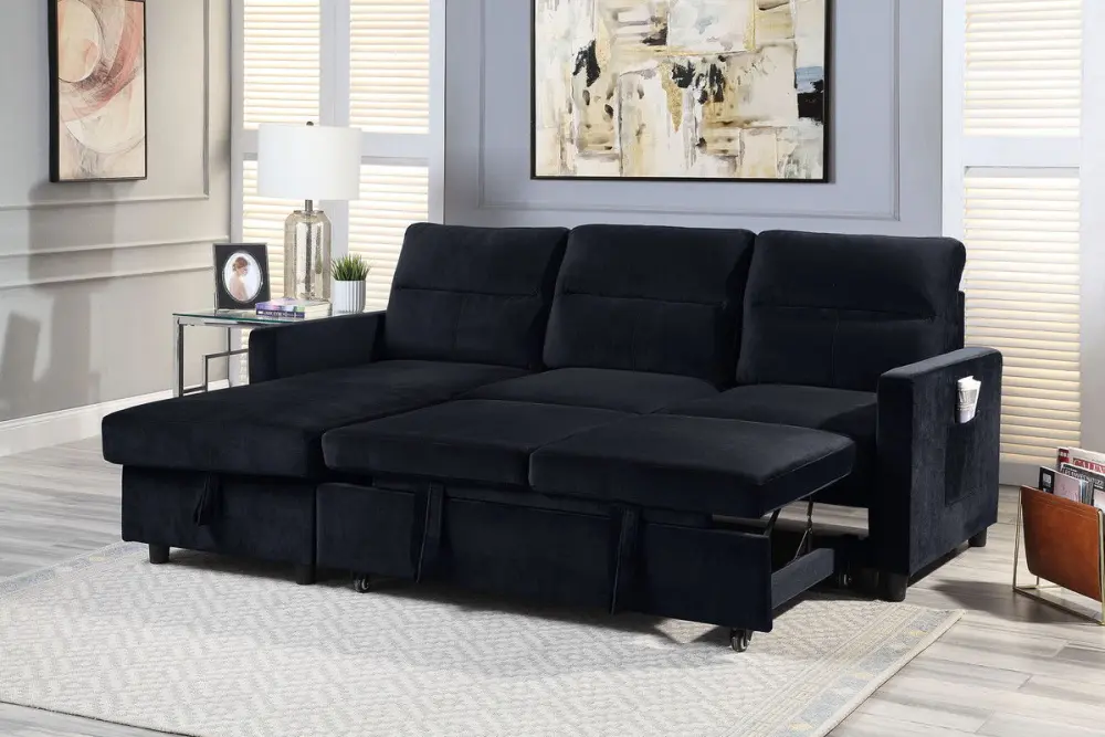 Ivy - Reversible Sleeper Sectional Sofa Storage Chaise And Side Pocket