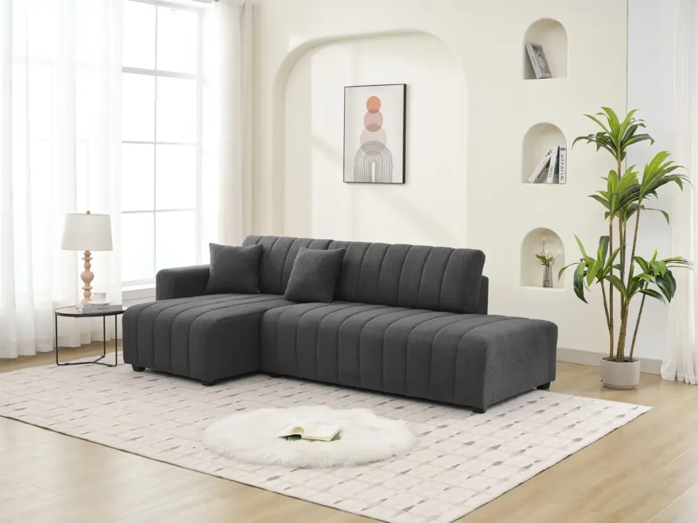 Jessica - Lamb Wool Sectional Sofa Chaise Office Chairs