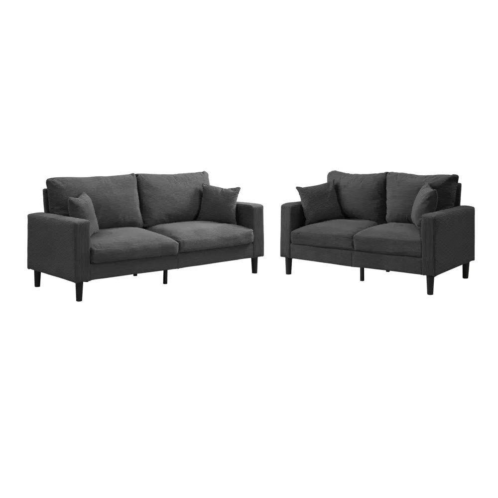 Modern Upholstered 2 Piece Sofa Place 3 Seater And 2 Seater